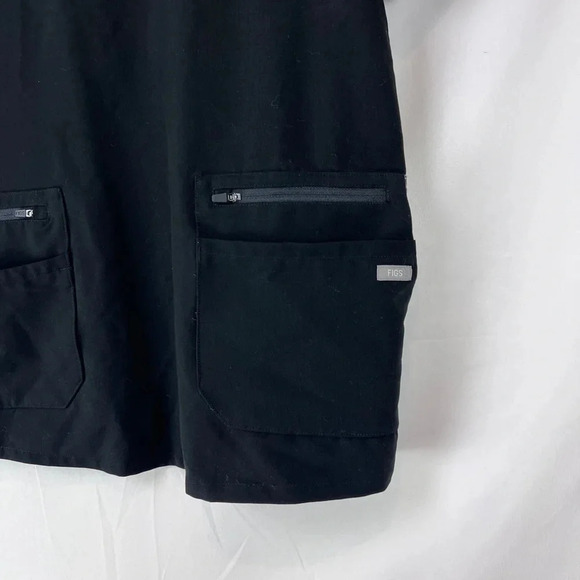 FIGS Black with Palm Leaves Scrubs Zipper Pockets Size S - Picture 3 of 7